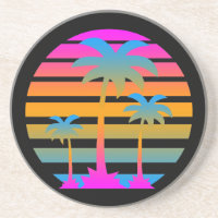 Corey Tiger 80er Retro Palm Trees Sunset Untersetz