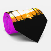 Corey Tiger 80er Retro Palmen Sunset Krawatte (Gerollt)