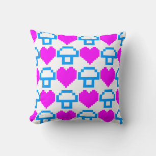 Corey Tiger 80er Retro Pixel Herzen Pilze Kissen