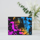 COREY TIGER "80er RETRO PYSCHEDELIC TIGER FACE Postkarte (Stehend Vorderseite)