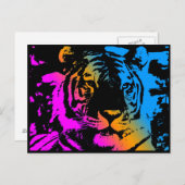 COREY TIGER "80er RETRO PYSCHEDELIC TIGER FACE Postkarte (Vorne/Hinten)