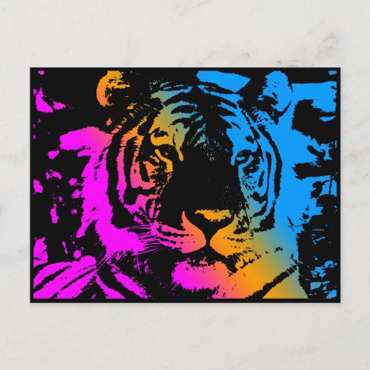COREY TIGER "80er RETRO PYSCHEDELIC TIGER FACE Postkarte (Vorderseite)