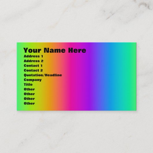 Corey Tiger 80er Retro Rainbow Blend Visitenkarte (Vorderseite)