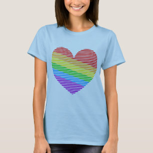 Corey Tiger-80er Retro Regenbogen-Streifen-Herz-T T-Shirt