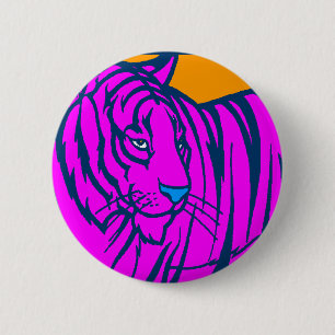 COREY TIGER-80er RETRO ROSA DSCHUNGEL-TIGER Button
