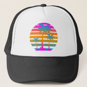 Corey Tiger 80er Retro Sunset Palmen Trees Truckerkappe