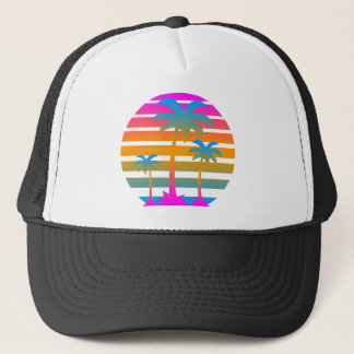 Corey Tiger 80er Retro Sunset Palmen Trees Truckerkappe