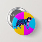 Corey Tiger 80er Retro Tiger & Neon Wedges Button (Vorne & Hinten)