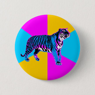 Corey Tiger 80er Retro Tiger & Neon Wedges Button