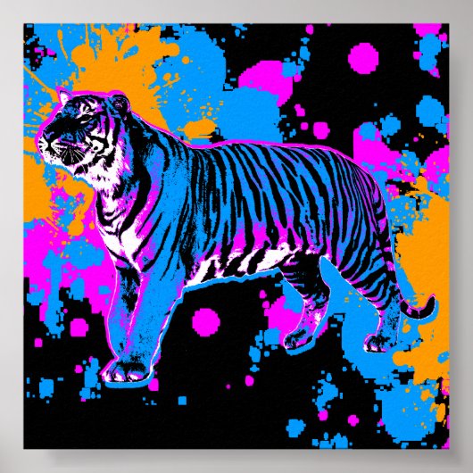 Corey Tiger 80er Retro Tiger Paint Spritzer Poster (Vorne)