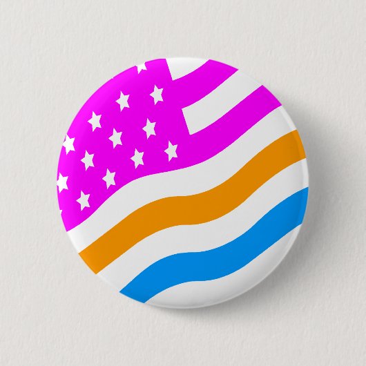 COREY TIGER 80er RETRO USA FLAG MULTICOLOR WHITE Button (Vorderseite)