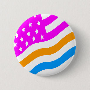 COREY TIGER 80er RETRO-USA-FLAGG MULTIFARBIG WEISS Button