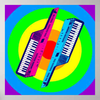 Corey Tiger 80er Retro Vintag Keytar Synth Poster