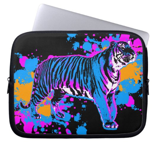 Corey Tiger 80er Spritzer Paint Tiger Cat Laptopschutzhülle (Vorderseite)