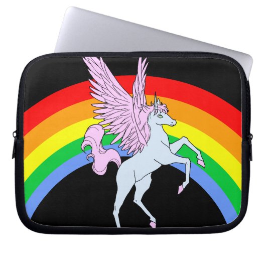 Corey Tiger 80er Unicorn Rainbow Laptopschutzhülle (Vorderseite)