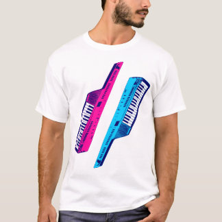 Corey Tiger 80er Vintag Keytar Pink & Blue T-Shirt