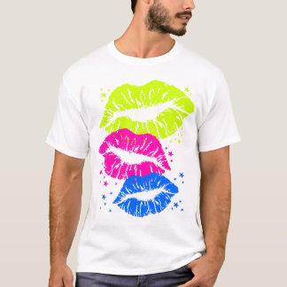 Corey Tiger 80er Vintag Lips & Stars Kisses T-Shirt
