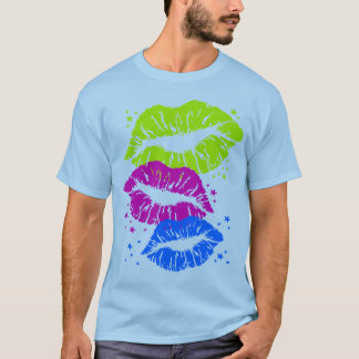 Corey Tiger 80er Vintag Lips & Stars Kisses T-Shirt