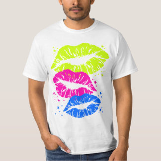 Corey Tiger 80er Vintag Lips & Stars Kisses T-Shirt