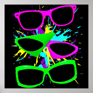 Corey Tiger 80er Vintag Neon Sonnenbrille Spritzer Poster