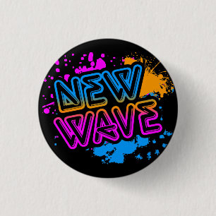 Corey Tiger 80er Vintag New Wave Neon Spritzer Button