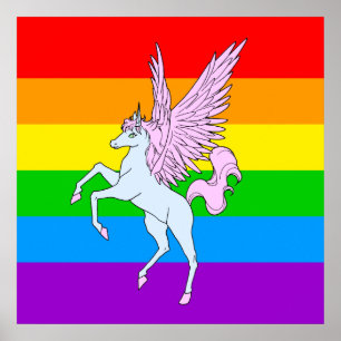 Corey Tiger 80er Vintage Einhorn Regenbogen Poster
