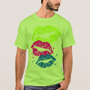 Corey Tiger 80er Vintage Lips & Stars Küsse T-Shirt