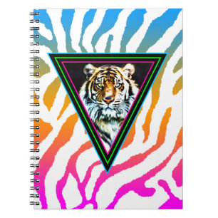 Corey Tiger 80er Vintage Neon Dreiecke Tiger Gesic Notizblock