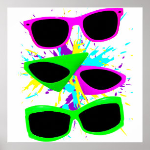 Corey Tiger 80er Vintage Neon-Sonnenbrille Splatte Poster