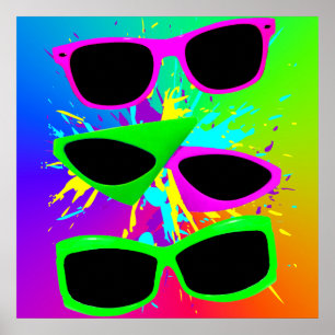 Corey Tiger 80er Vintage Neon Sonnenbrille Splatte Poster