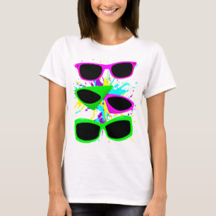 Corey Tiger 80er Vintage Neon Sonnenbrille Splatte T-Shirt