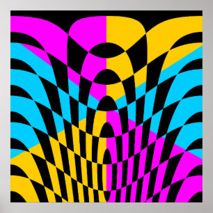 Corey Tiger 80er Vintage Op Art Poster