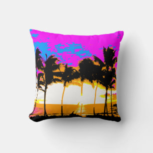 Corey Tiger 80er Vintage Palmwedel Sonnenuntergang Kissen