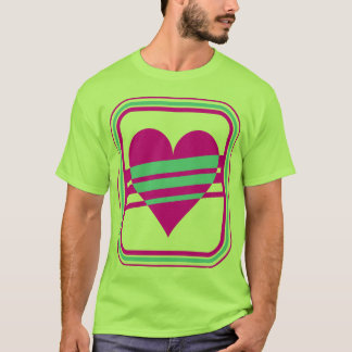 Corey Tiger 80er Vintages Herz und Streifen T-Shirt