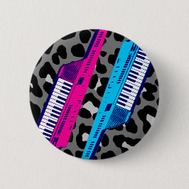 Corey Tiger 80's Retro Keytar Leopard Print Button