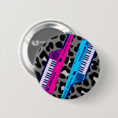 Corey Tiger 80's Retro Keytar Leopard Print Button (Vorne & Hinten)