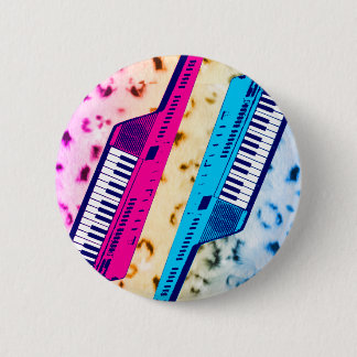 Corey Tiger 80's Retro Keytar Neon Snow Leopard Button