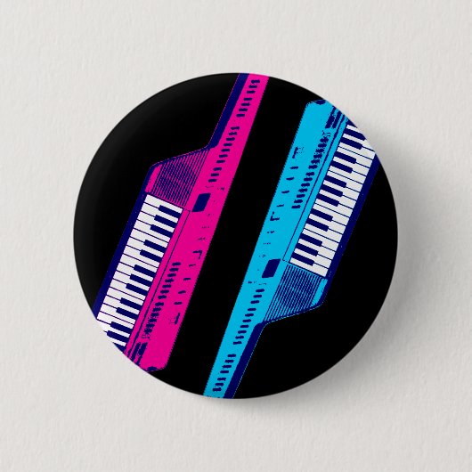 Corey Tiger 80's Retro Keytar Pink & Blue Button (Vorderseite)
