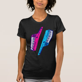 Corey Tiger 80's Retro Keytar Pink & Blue T-Shirt