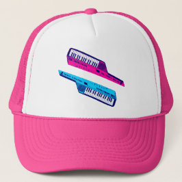 Corey Tiger 80's Retro Keytar Pink & Blue Truckerkappe