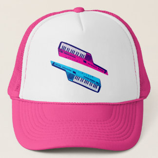 Corey Tiger 80's Retro Keytar Pink & Blue Truckerkappe