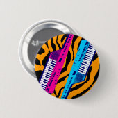 Corey Tiger 80's Retro Keytar Tiger Print Button (Vorne & Hinten)