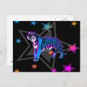 Corey Tiger 80's Retro Tiger & Stars Postkarte (Vorne/Hinten)