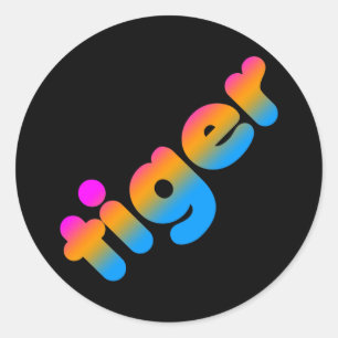 COREY TIGER-Achtzigerjahre RETRO TIGER MEHRFARBEN Runder Aufkleber