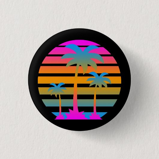 COREY TIGER RETRO SUNSET PALM BÄUME BUTTON (Vorderseite)