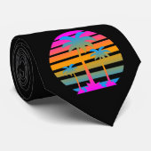 COREY TIGER RETRO SUNSET PALM BÄUME KRAWATTE (Gerollt)
