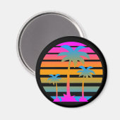 COREY TIGER RETRO SUNSET PALM BÄUME MAGNET (Vorderseite/Rückseite)