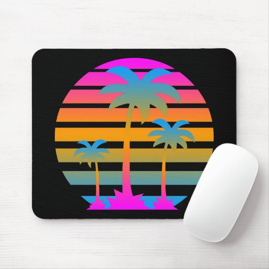 COREY TIGER RETRO SUNSET PALM BÄUME MOUSEPAD (Mit Mouse)