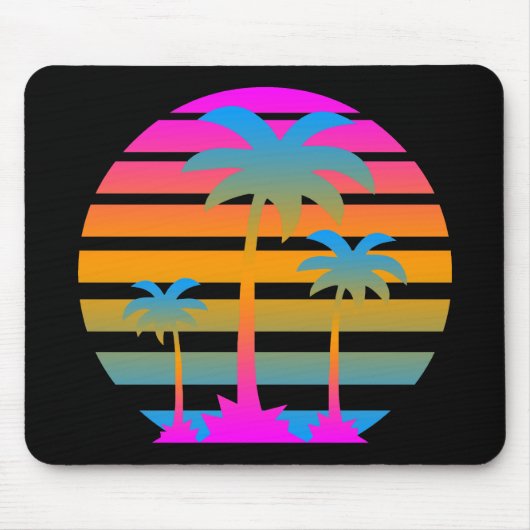 COREY TIGER RETRO SUNSET PALM BÄUME MOUSEPAD (Vorne)