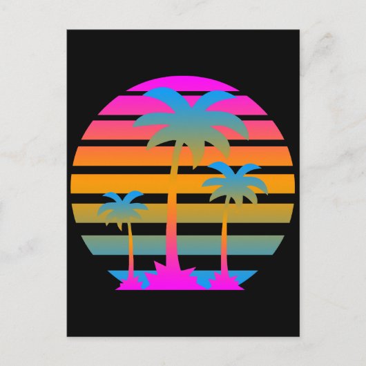 COREY TIGER RETRO SUNSET PALM BÄUME POSTKARTE (Vorderseite)